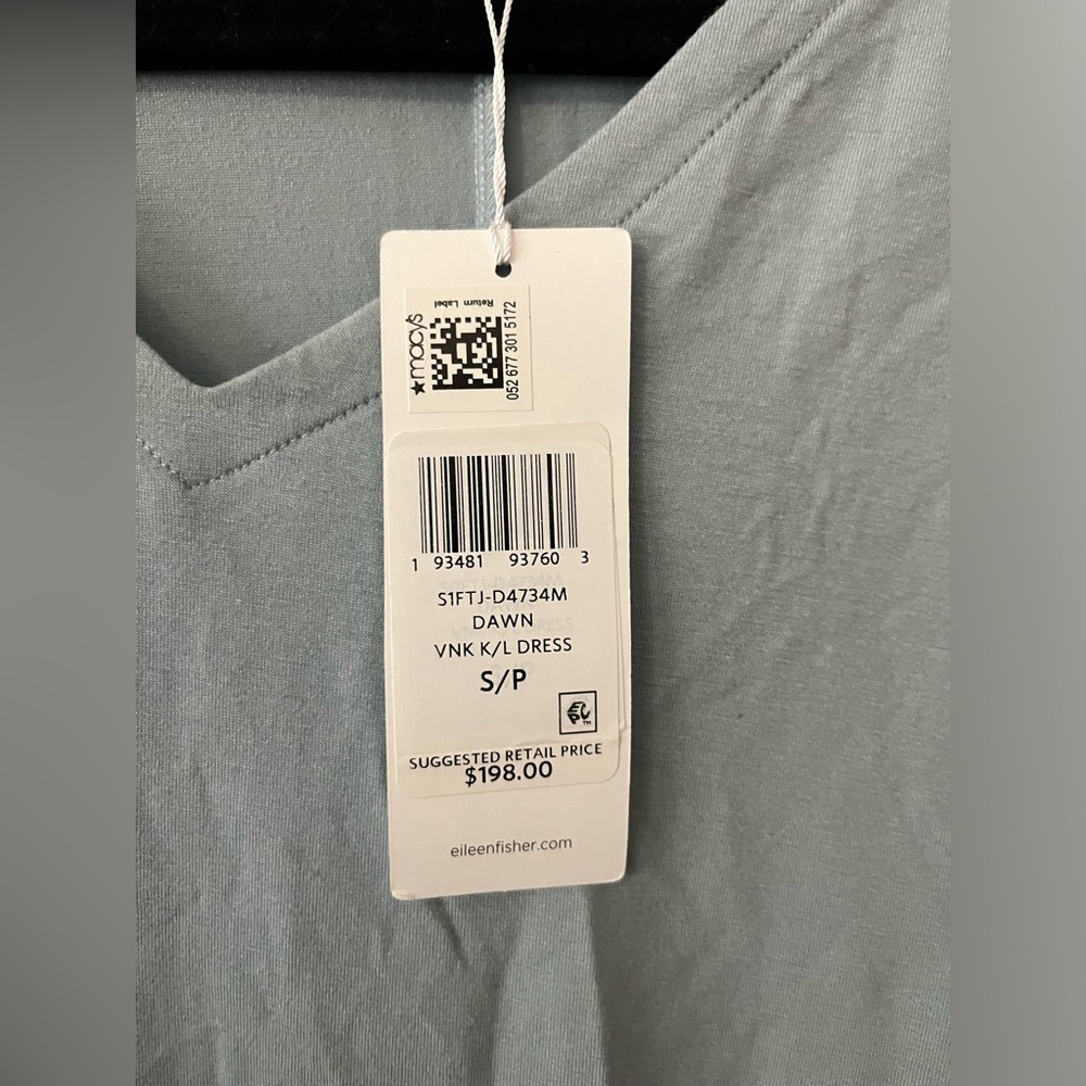 NWT Eileen Fisher Organic Cotton V-Neck midi Dress S - Picture 3 of 8